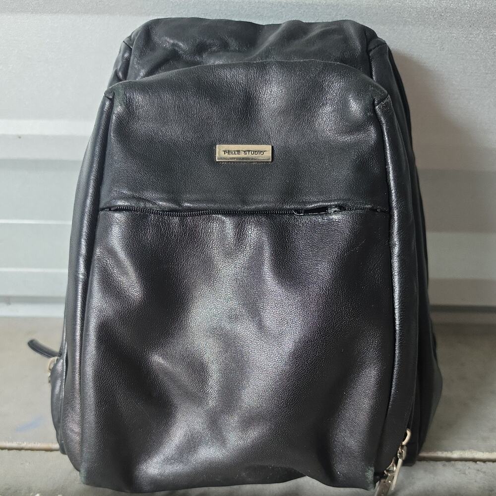 Wilson's Leather Pelle Studio Black Backpack Purse Vintage Y2K 90s Bag